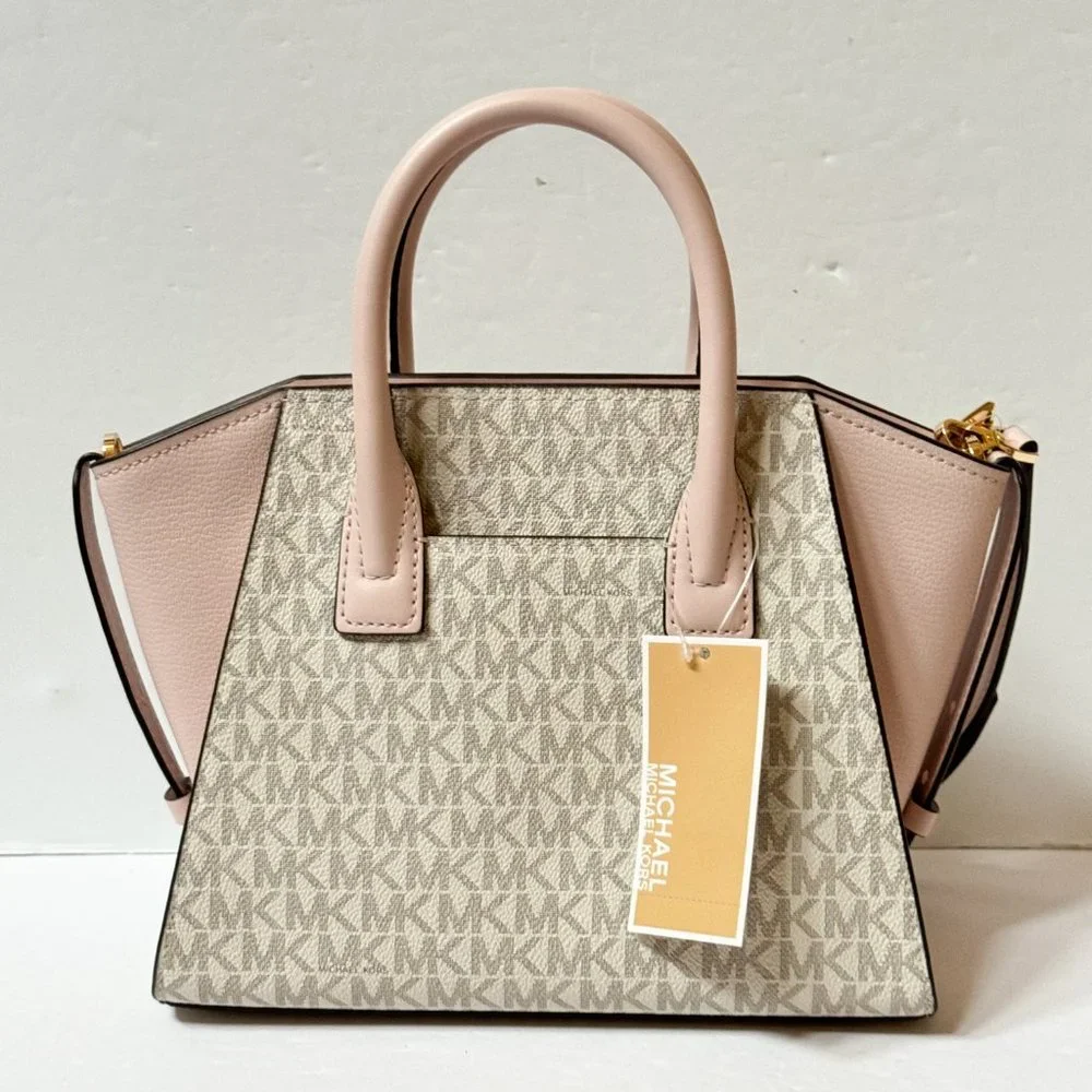 Michael Kors Avril Small Top Zip Satchel Shoulder Crossbody Bag MK Vanilla Pink - Picture 2 of 13